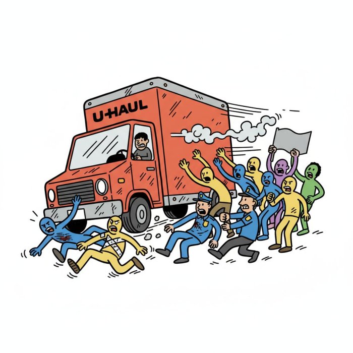 U-Haul Plows Into Iran Protest in Los Angeles